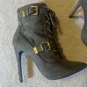 Black and Green Heeled Boots with Stiletto Heel